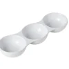 Aperoschaaltje met drie vakjes 24 cm x 7,5 cm wit