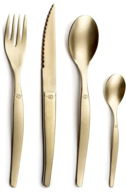Bestekset 16 delig Lou Laguiole Jet Stonewash Champagne