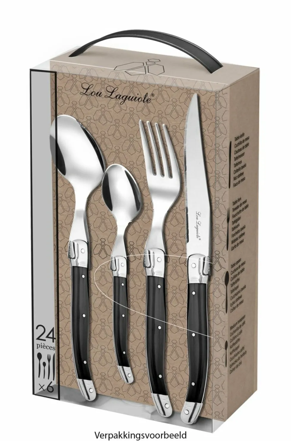 Bestekset 24 delig Lou Laguiole antraciet
