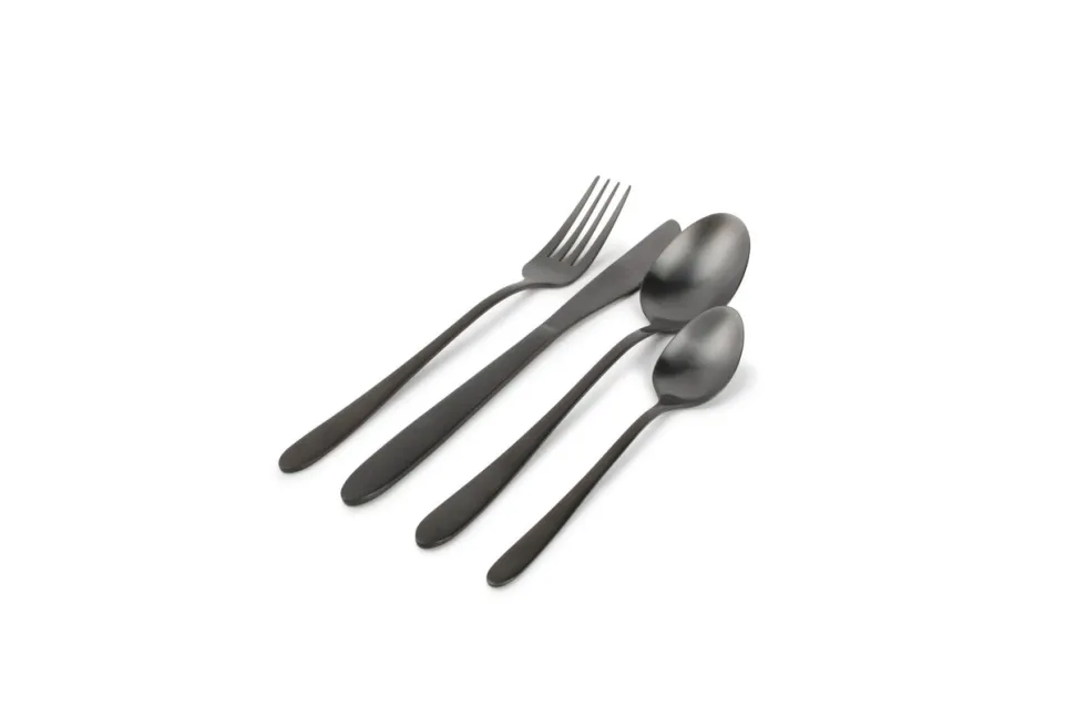 Bestekset 24 dlg mat zwart Slim