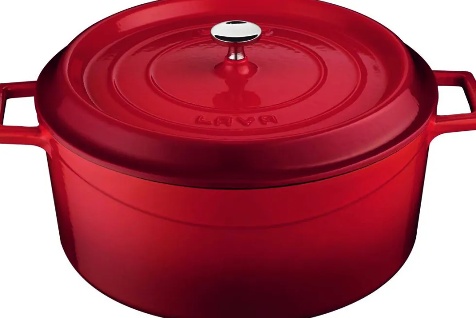Braadpan gietijzer 32 cm 10 liter Lava Cooking Red