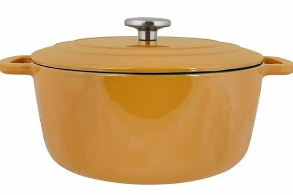 Braadpan gietijzer 28 cm okergeel Fontestic