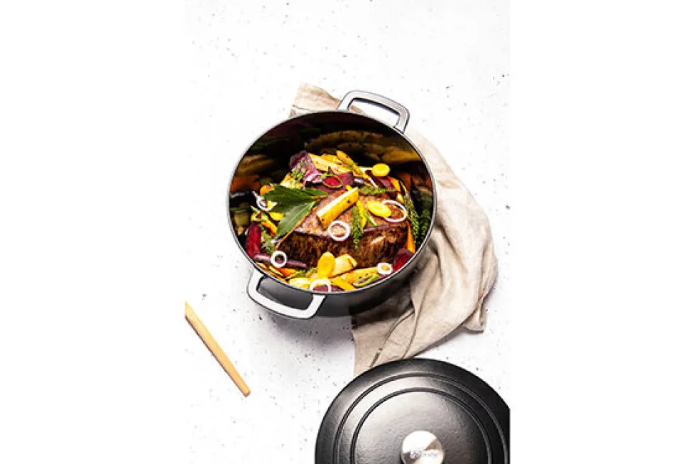 Braadpan gietijzer 28 cm zwart Fontestic