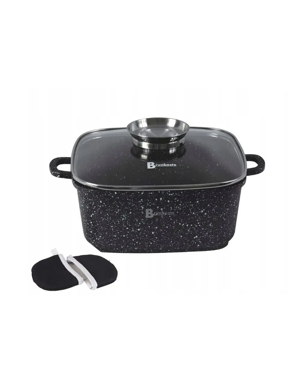 Braadpan Keramische Coating 28 cm Zwart Vierkant Brunbeste