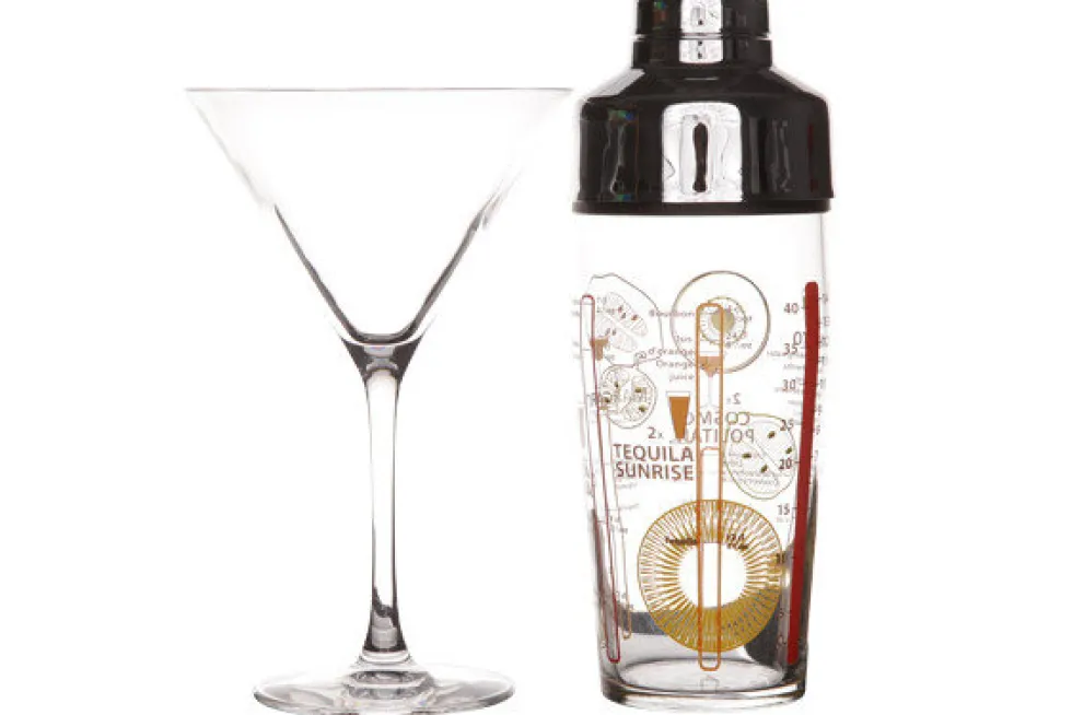 Cocktail shaker met 4 cocktailglazen Luminarc