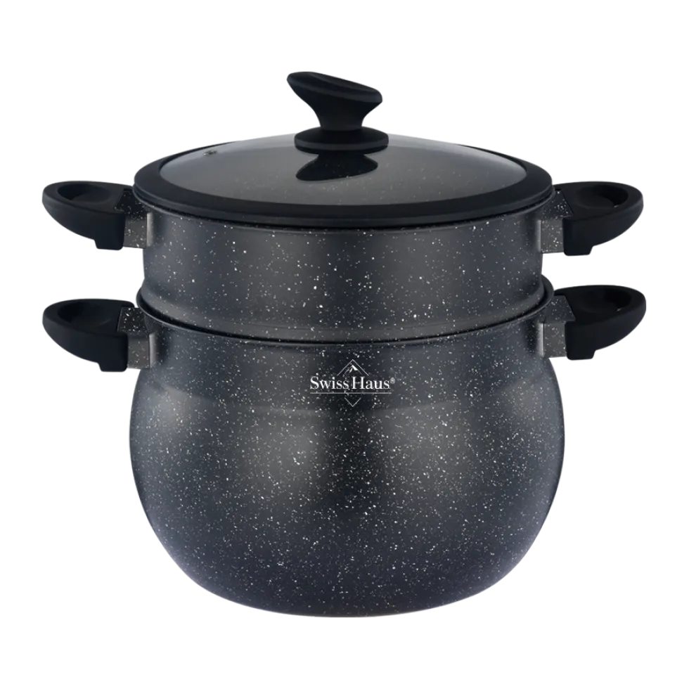Couscous pan RVS 5,5 liter marmeren coating