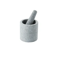 Dubbelzijdige vijzel en stamper half-gepolijst graniet 11x h11cm