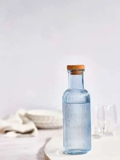 Fles 1 liter met kurk Raya Blauw