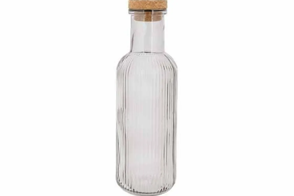 Fles 1 liter met kurk Raya Grijs