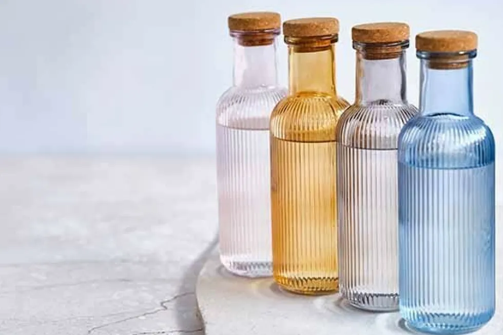 Fles 1 liter met kurk Raya Oker