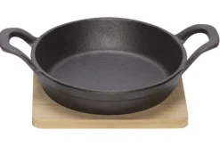 Gietijzer gratinschaal op plankje 16cm