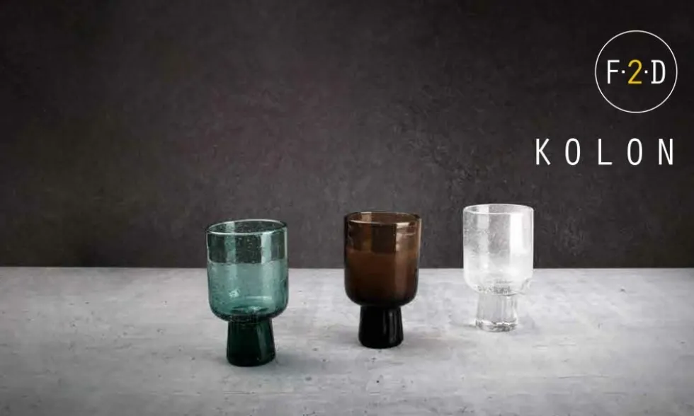 Glas op voet 25 cl Kolon blauw