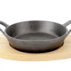 Gratinschotel gietijzer op houten plankje 15,5 cm