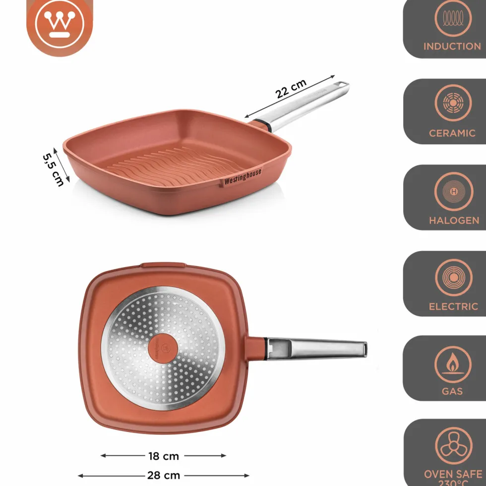 Grillpan 28 cm Rood Performance Series Inductie Westinghouse