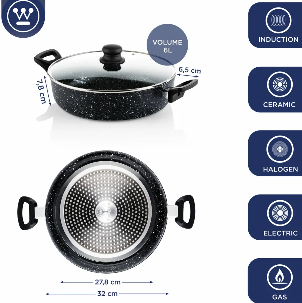 Hapjespan 32 cm Black Marble Westinghouse