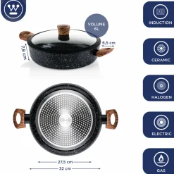 Hapjespan 32 cm Black Marble Wood Westinghouse