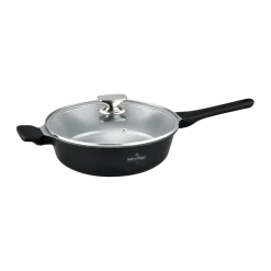 Hapjespan marmeren coating met glazen deksel 28 cm