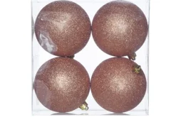 Kerstballen 4 st koper 10cm
