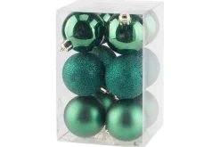 Kerstballen 12 stuks donkergroen kunststof