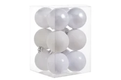 Kerstballen 12 Stuks Kunststof Wit