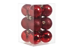 Kerstballen 12 Stuks Kunststof Rood