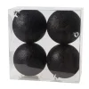 Kerstballen 4 st zwart glitter
