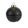 Kerstbal / theelichthouder zwart 7 cm