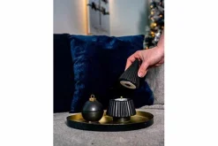 Kerstbal / theelichthouder zwart 7 cm