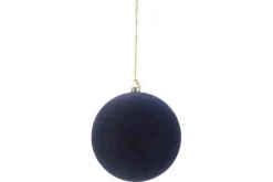 Kerstbal velvet blauw 10cm kunststof