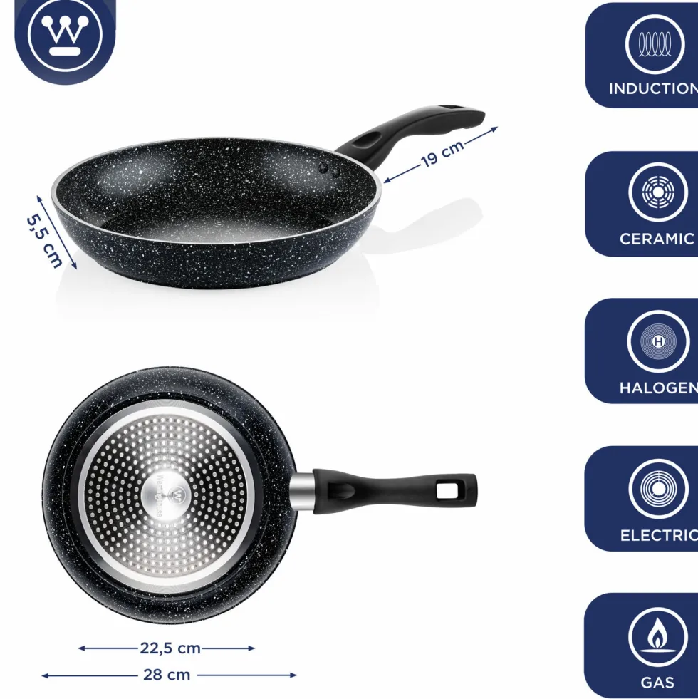 Koekenpan 28 cm Black Marble Westinghouse