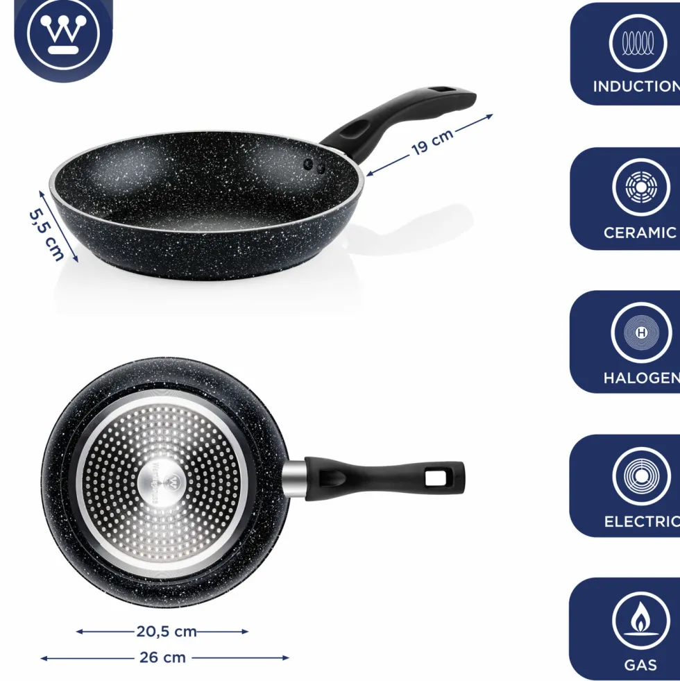 Koekenpan 26 cm Black Marble Westinghouse