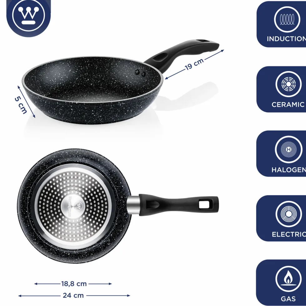 Koekenpan 24 cm Black Marble Westinghouse