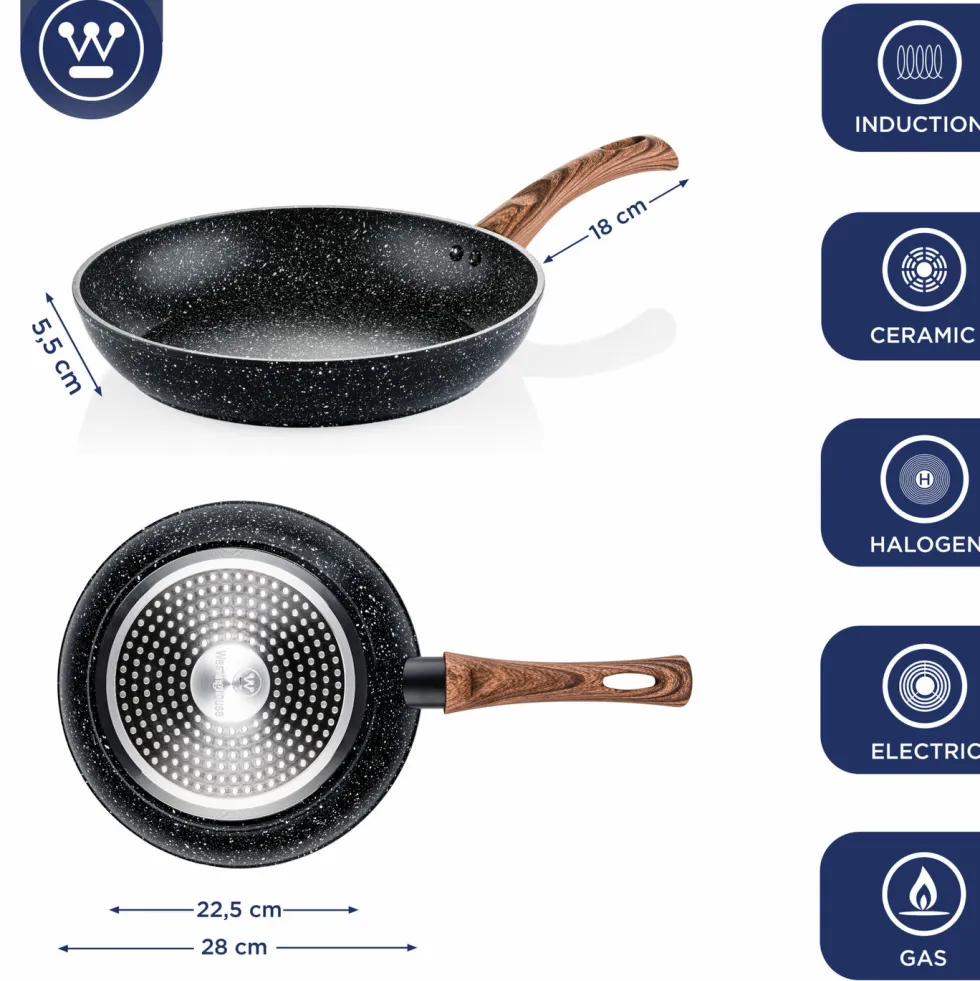 Koekenpan 28 cm Black Marble Wood Westinghouse