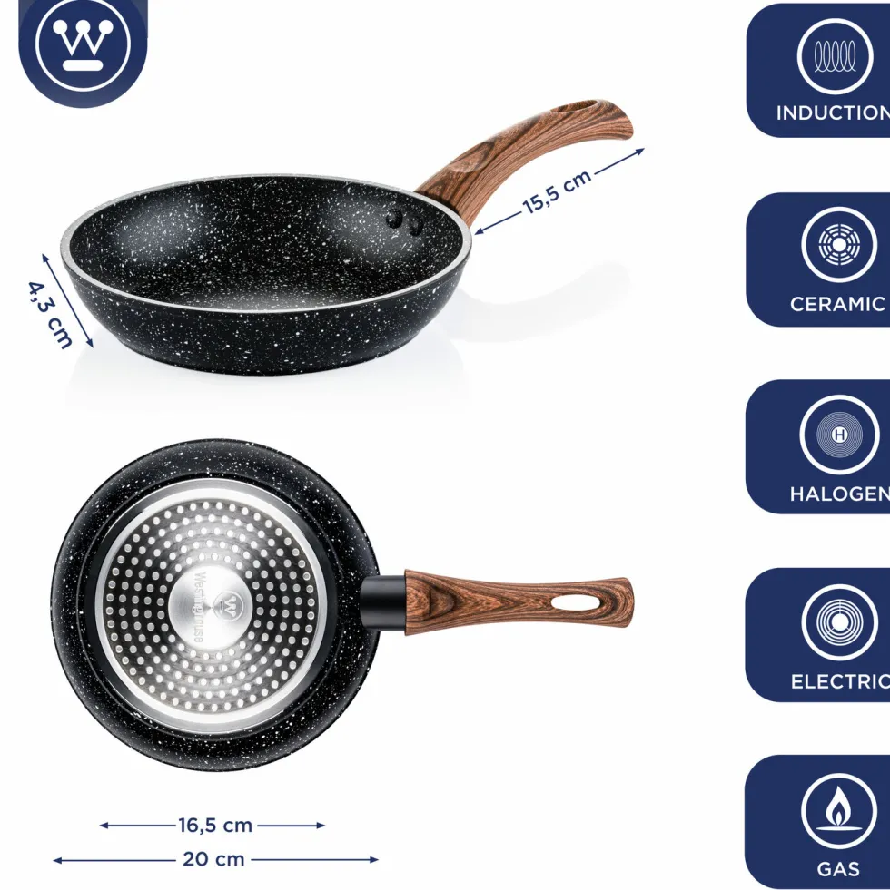 Koekenpan 20 cm Black Marble Wood Westinghouse