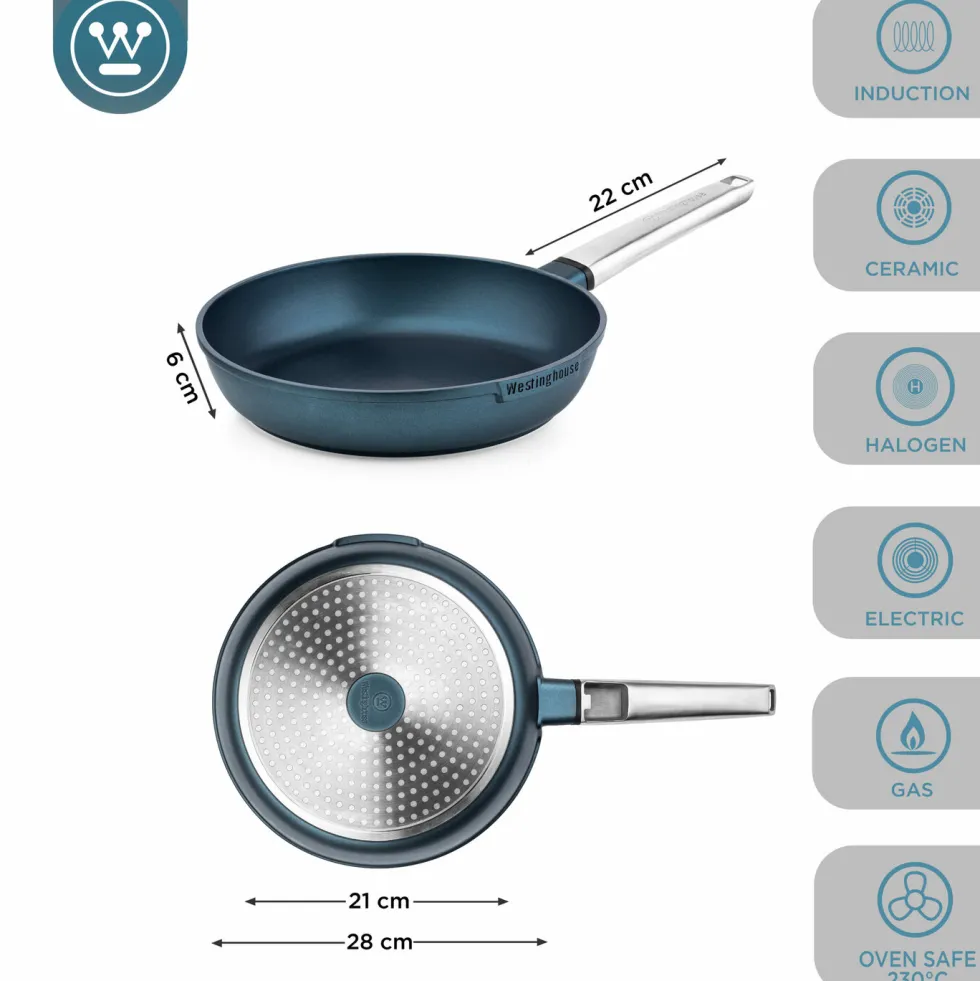 Koekenpan 28 cm Blauw Performance Series Inductie Westinghouse