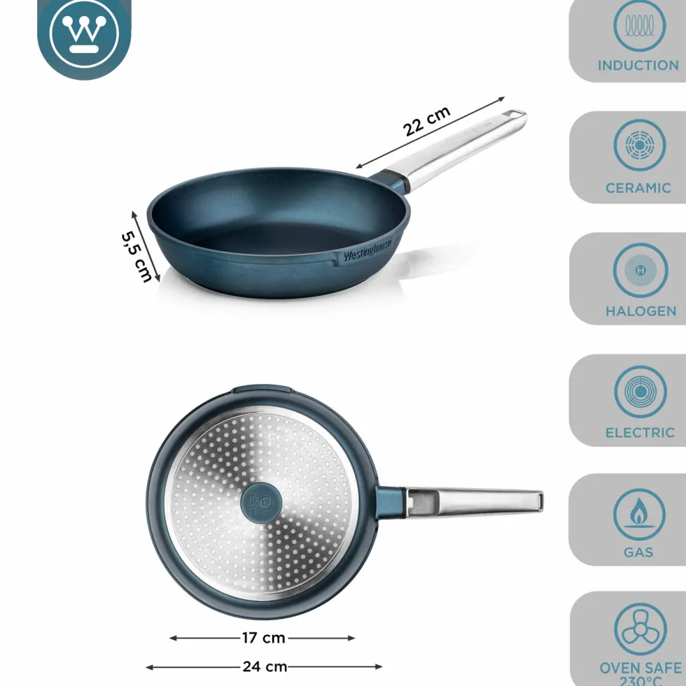 Koekenpan 24 cm Blauw Performance Series Inductie Westinghouse