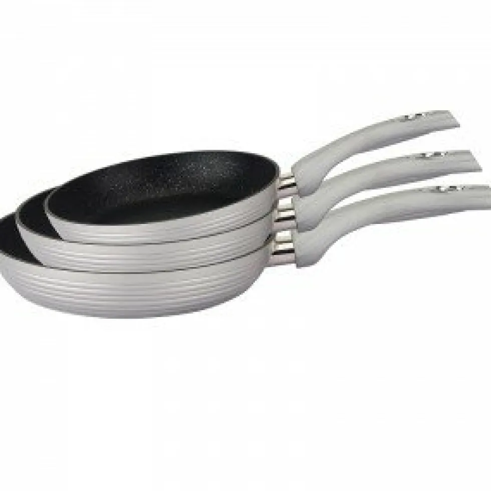 Koekenpan 24 cm marmeren coating zilver