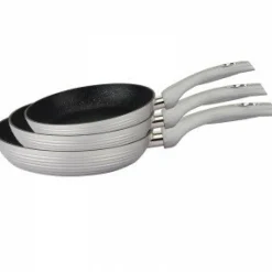 Koekenpannen set 3-delig marmeren coating zilver