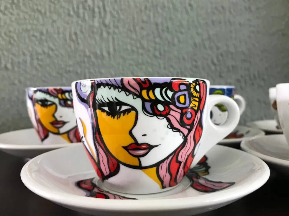 Koffiekopjes met schotels set 6 Josien Broeren