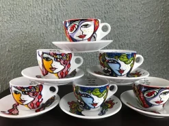 Koffiekopjes met schotels set 6 Josien Broeren