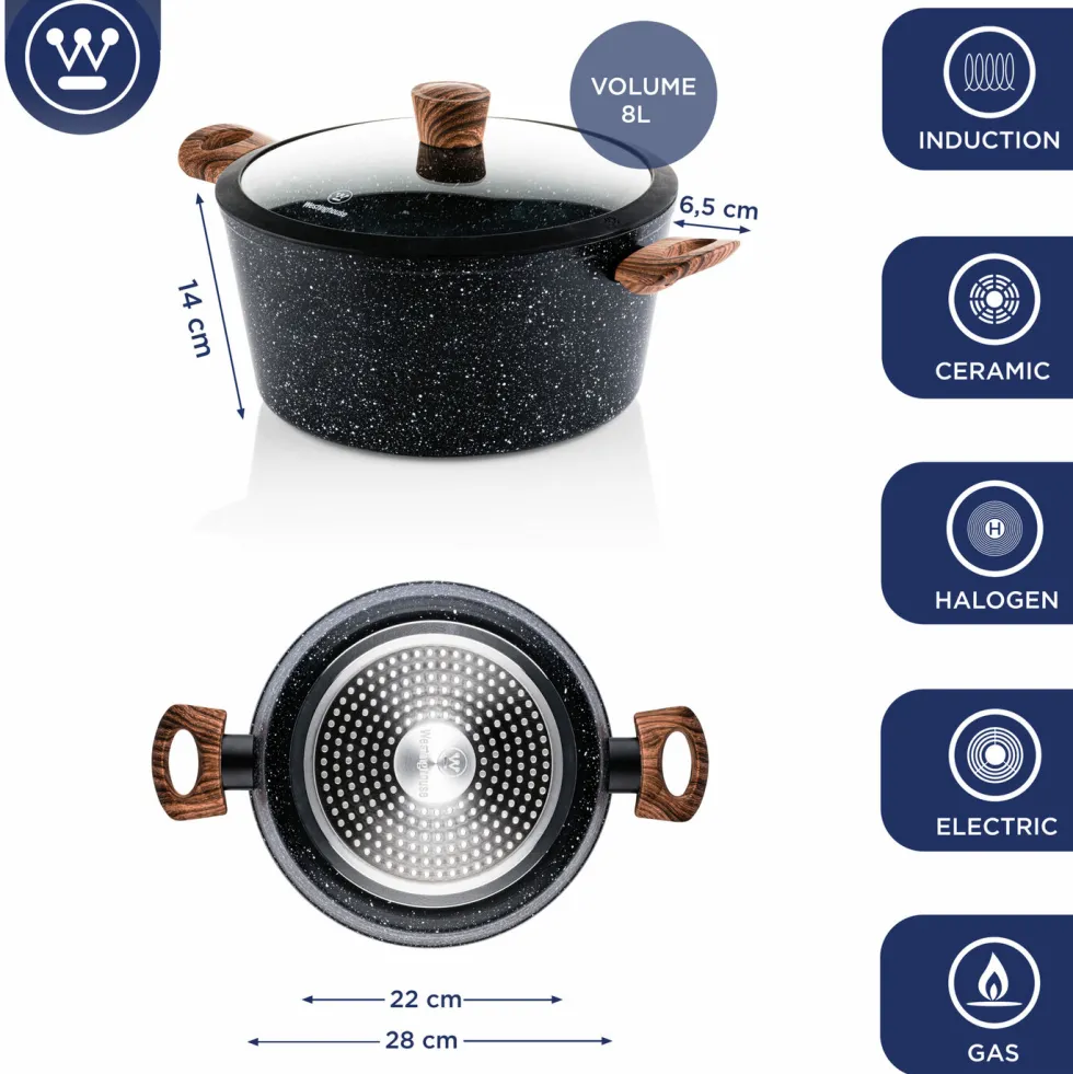 Kookpan 28 cm Black Marble Wood Westinghouse