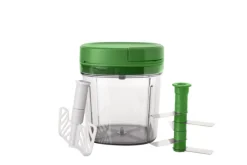 Multihakker groen 0,9 L met deksel en klopper