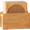 Onderzetters in houder Rubberwood
