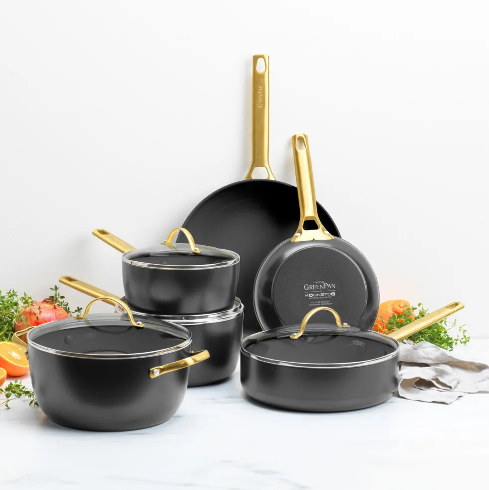 Pannenset 10 delig Greenpan Padova Blush Black Gold