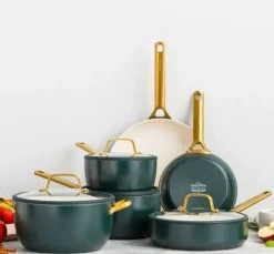 Pannenset 10 delig Greenpan Padova Pine Green Gold