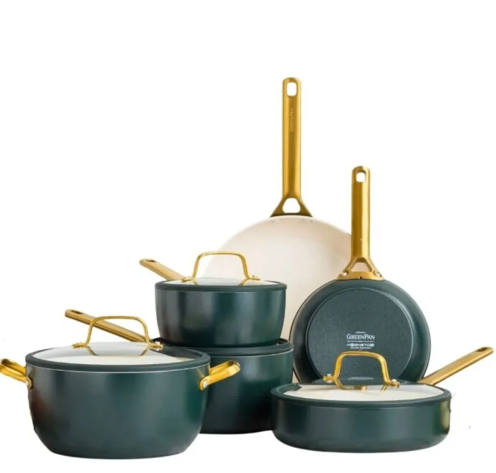 Pannenset 10 delig Greenpan Padova Pine Green Gold
