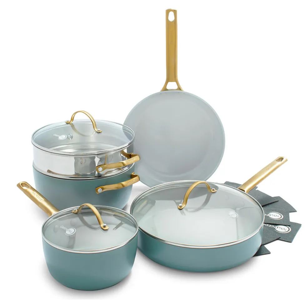 Pannenset 5-delig Greenpan Padova Smokey Blue Gold