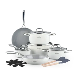 Pannenset keramische coating 14-delig creme