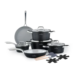 Pannenset keramische coating 14-delig zwart