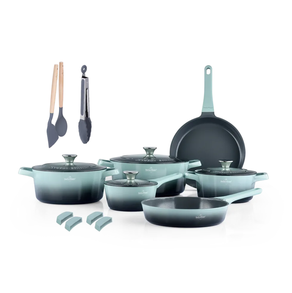 Pannenset keramische coating 17-delig Creuset Olive Green